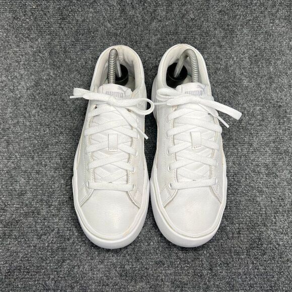 Puma Kaia Platform Shoes Women's 8 White Leather Lace Up Athletic Retro Sneakers - Picture 3 of 12